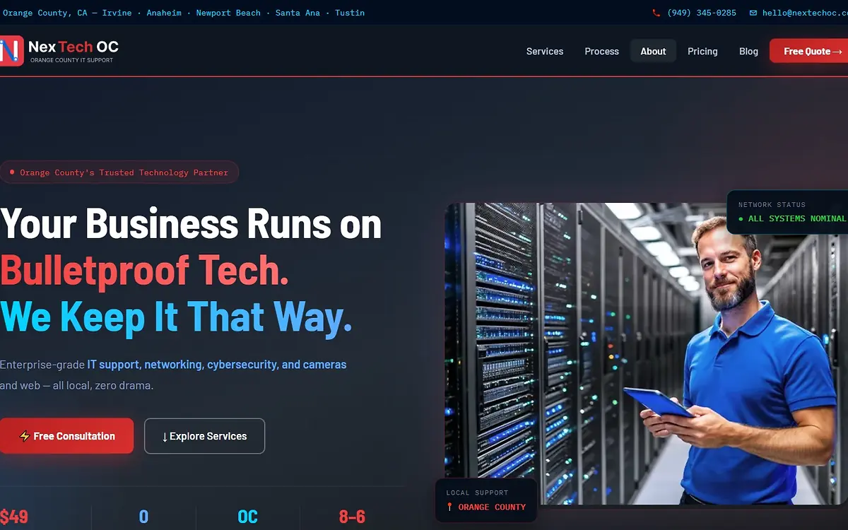 Preview of the NexTech OC website designed and built by NiroWebix