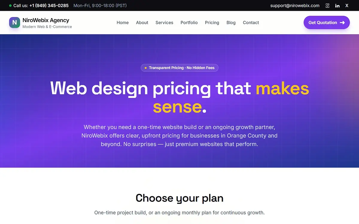 NiroWebix agency website homepage