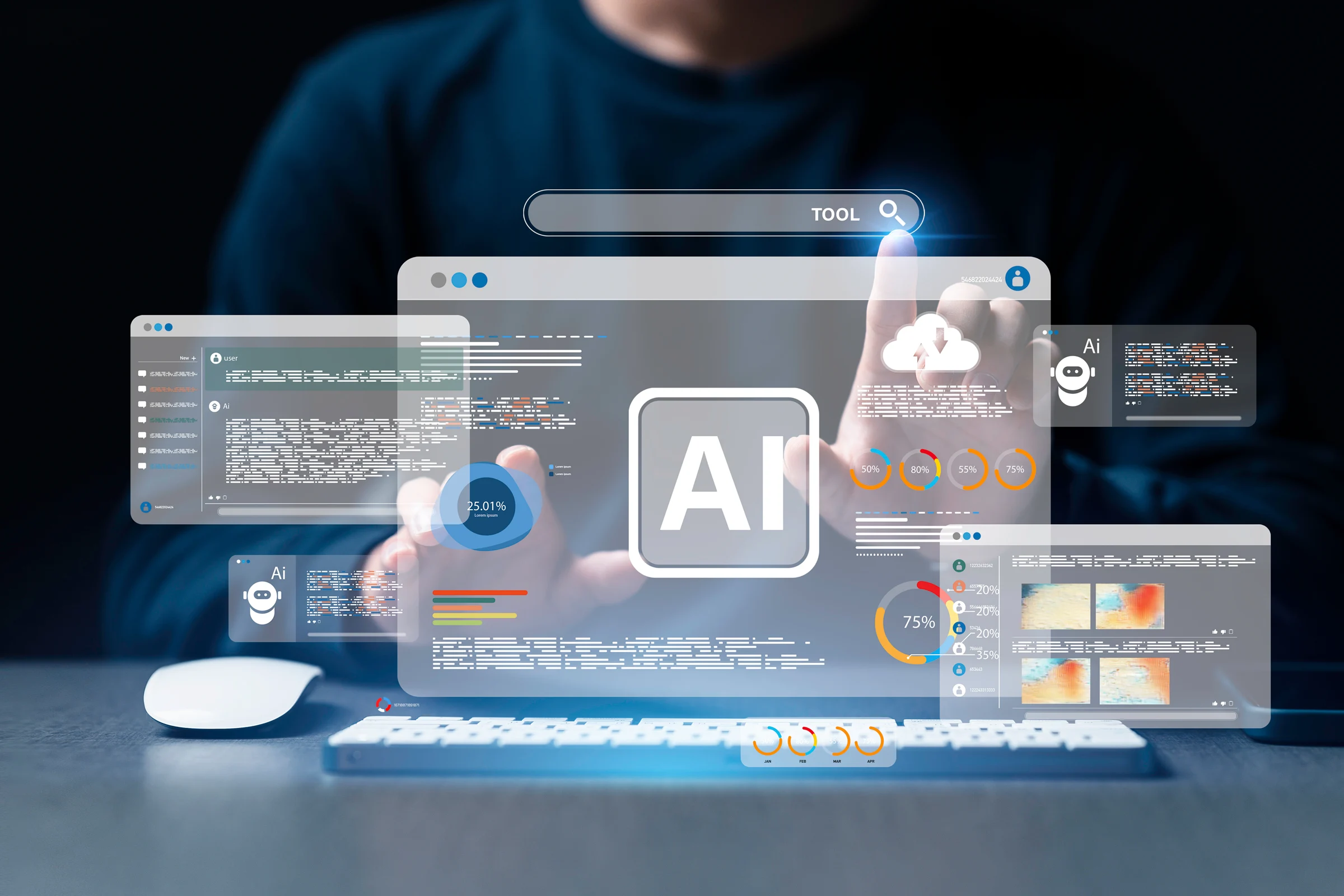 Business professional reviewing an AI-powered workflow automation system