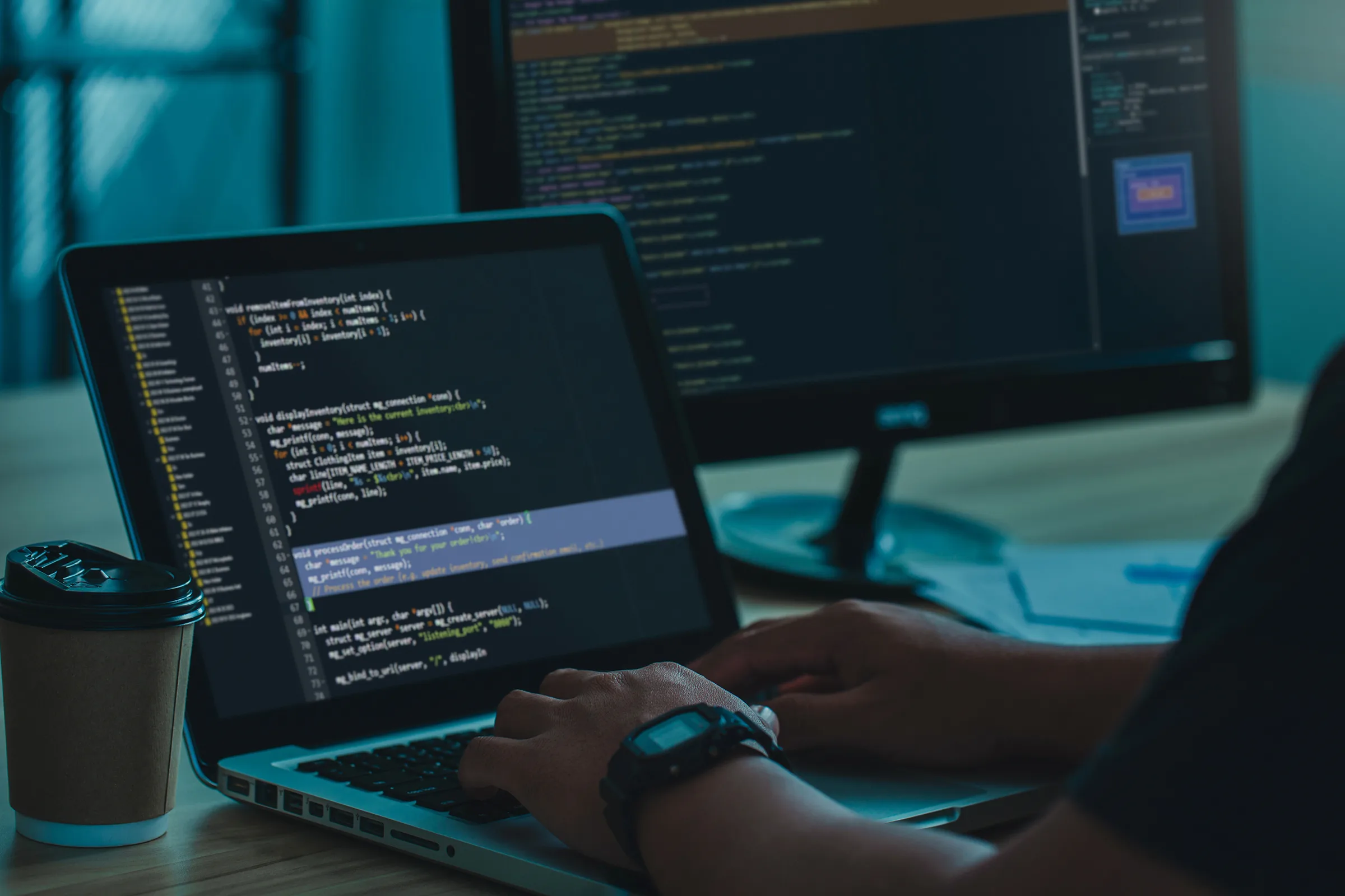 Web developer building and testing a custom responsive website